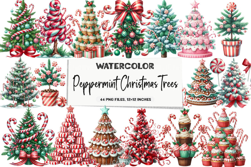 Peppermint Christmas Trees Clipart Bundle - CraftNest - Digital Crafting and Art