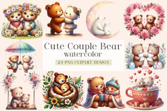 Cute Couple Bear Clipart Bundle - CraftNest - Digital Crafting and Art