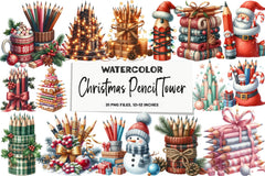 Christmas Pencil Tower Clipart Bundle - CraftNest - Digital Crafting and Art