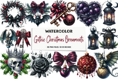 Gothic Christmas Ornaments Clipart Bundle - CraftNest - Digital Crafting and Art