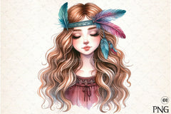 Tribal Boho Girl Clipart Bundle 12 - CraftNest - Digital Crafting and Art