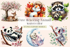 Cute Relaxing Animal Clipart Bundle - CraftNest - Digital Crafting and Art