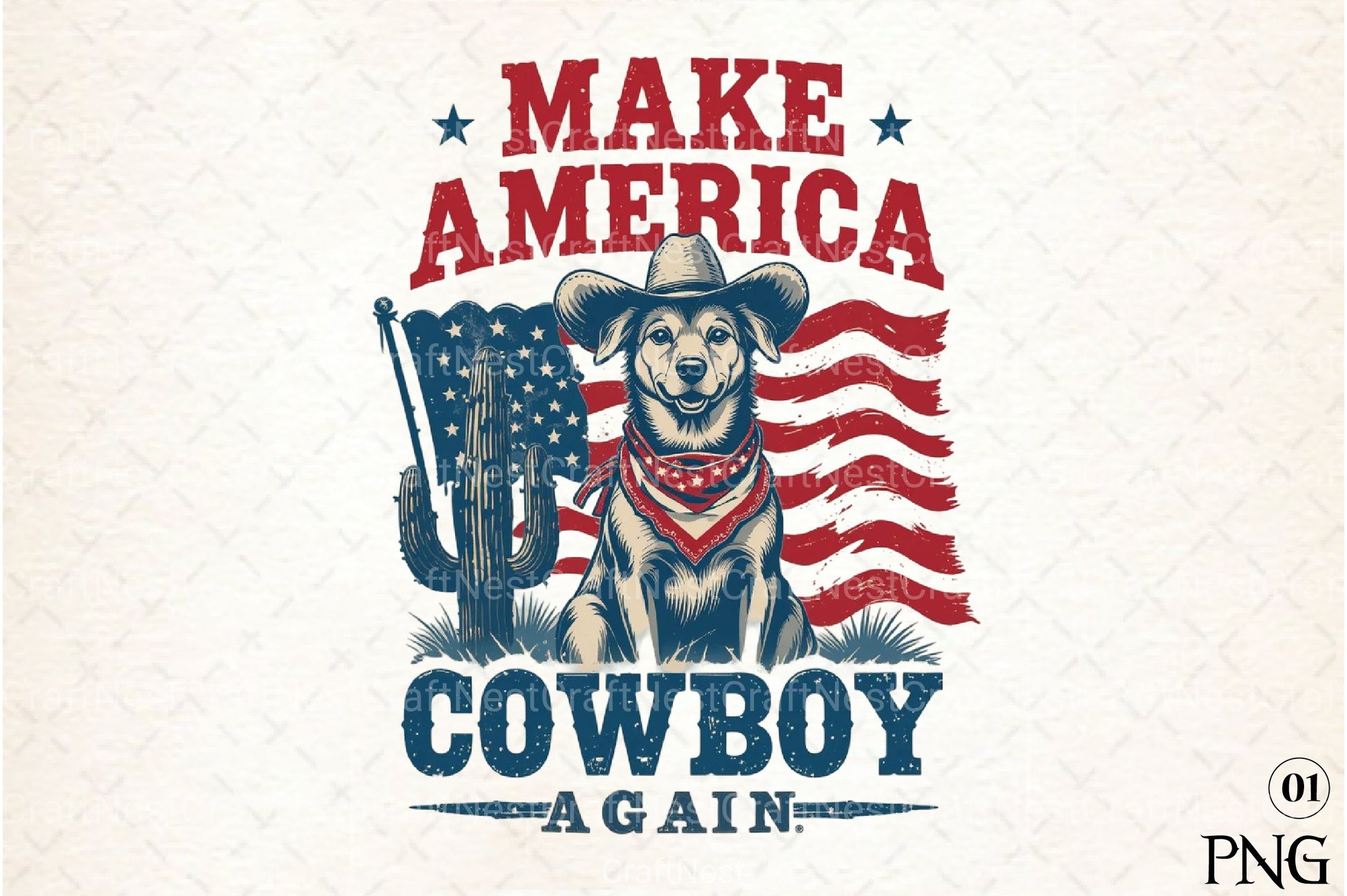 Patriotic Cowboy 4th of July Dog Clipart Bundle - CraftNest - Digital Crafting and Art