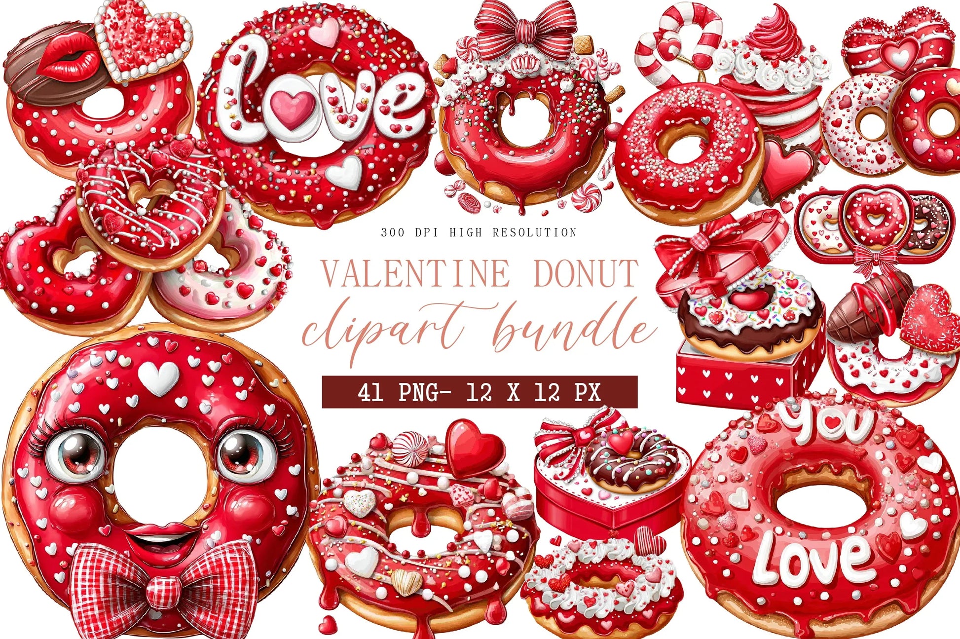 Valentine Donut Clipart Bundle - CraftNest - Digital Crafting and Art