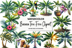 Banana Tree Free Clipart Bundle - CraftNest - Digital Crafting and Art