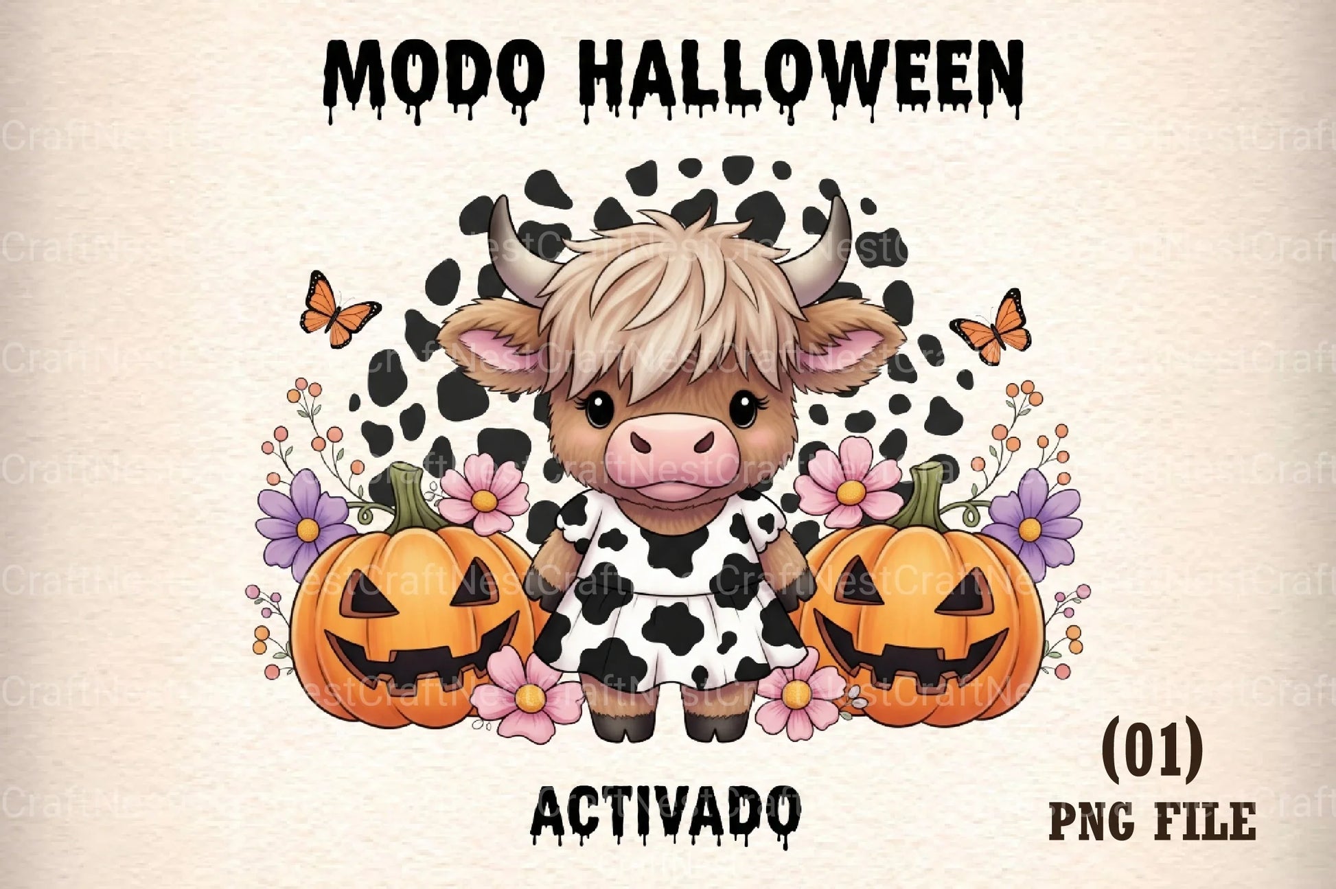 Halloween Highland Cow Clipart Bundle 99 - CraftNest - Digital Crafting and Art