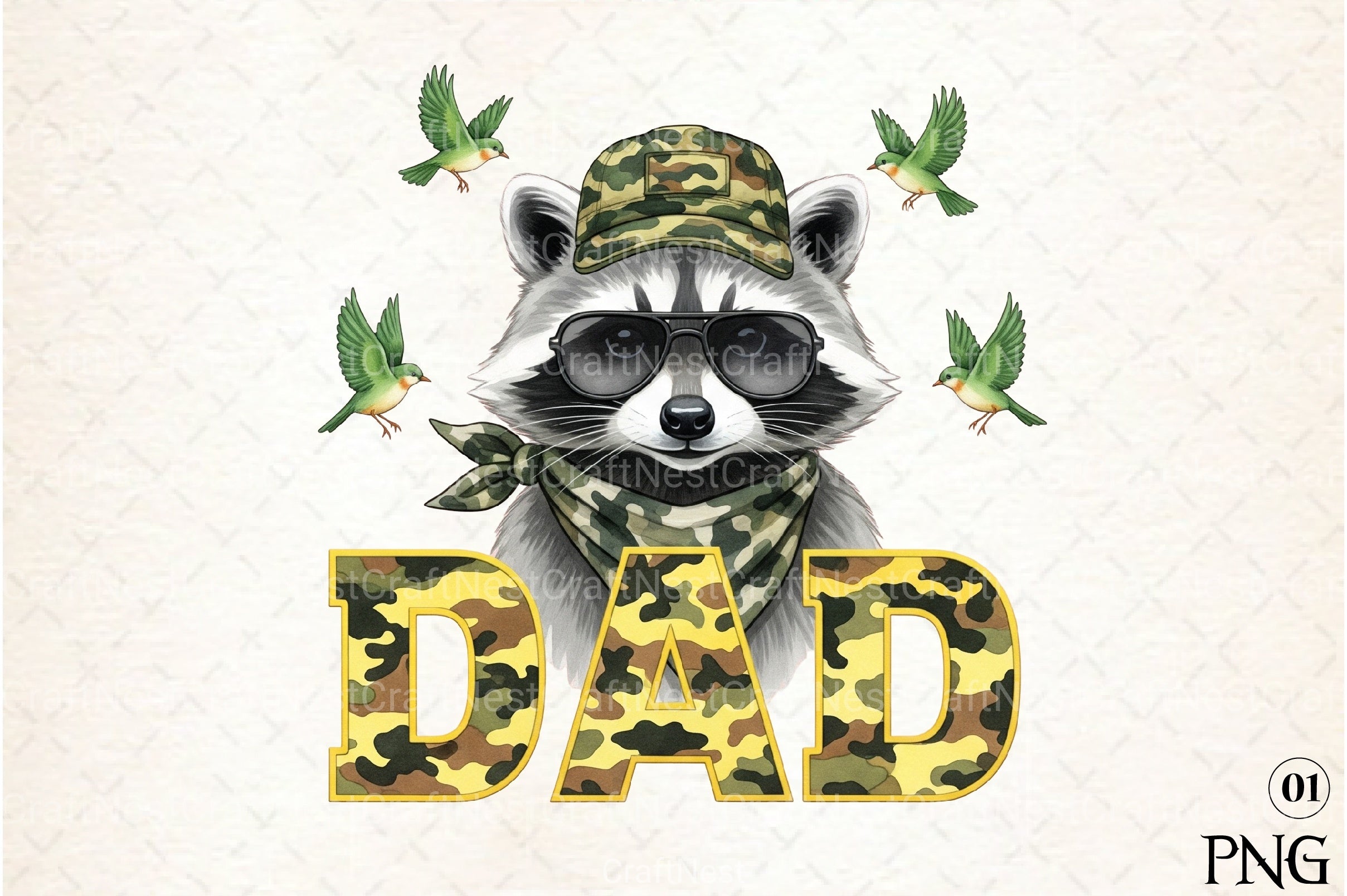 Camo Raccoon Woodland Clipart Bundle 2 - CraftNest - Digital Crafting and Art