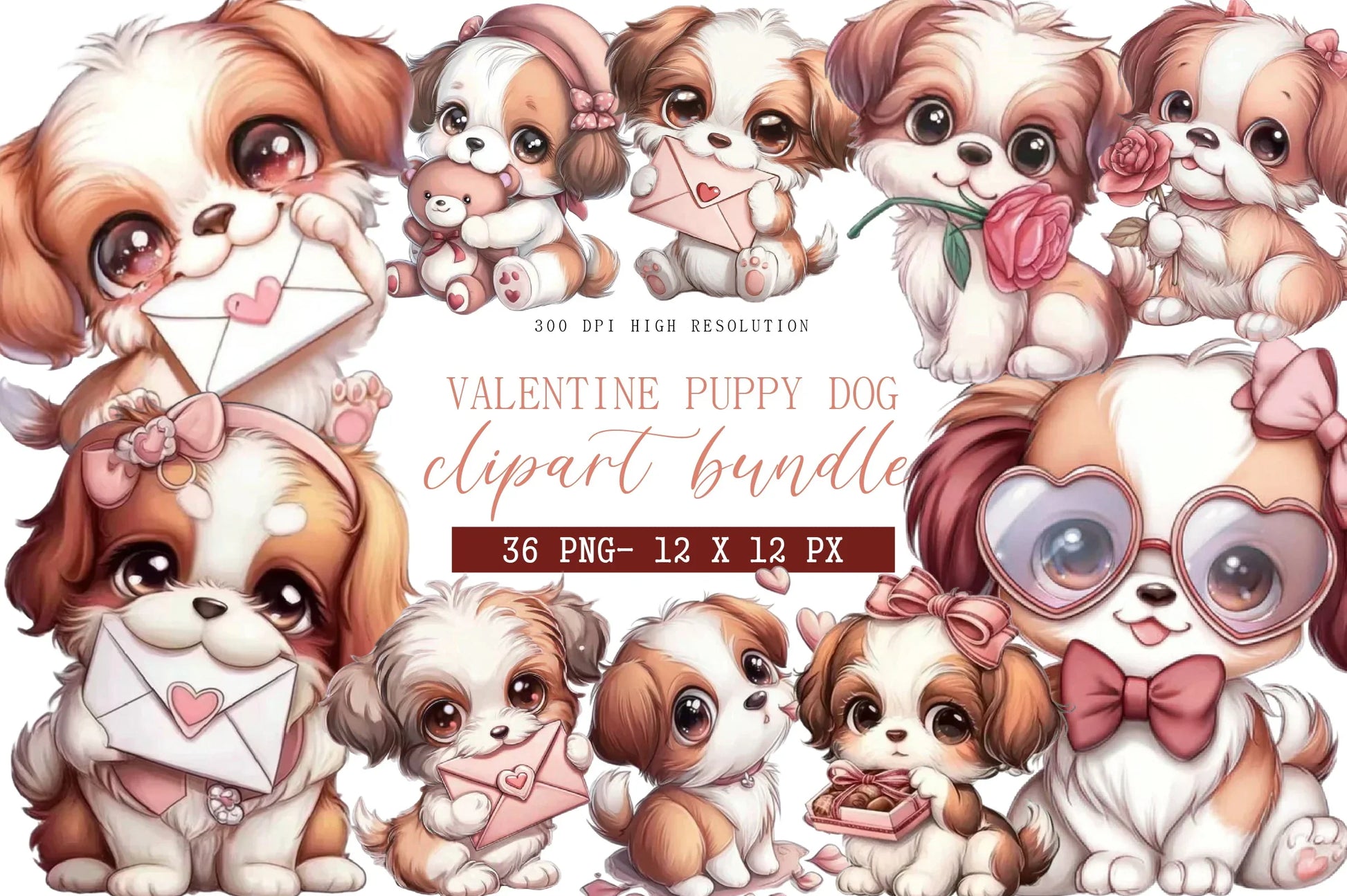 Valentine Puppy Dog Clipart Bundle - CraftNest - Digital Crafting and Art