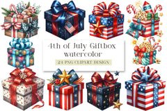 4th of July Gift Box Clipart Bundle - CraftNest - Digital Crafting and Art