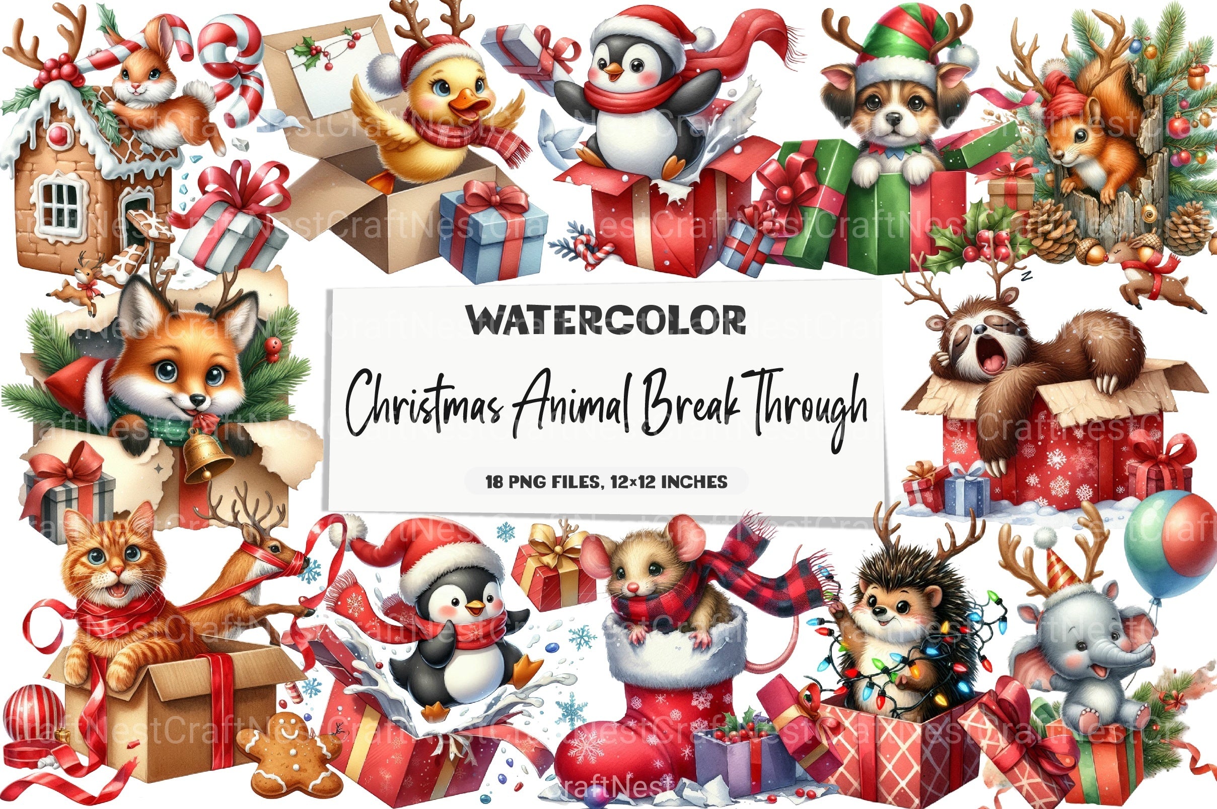 Christmas Animal Clipart Bundle 7 - CraftNest - Digital Crafting and Art