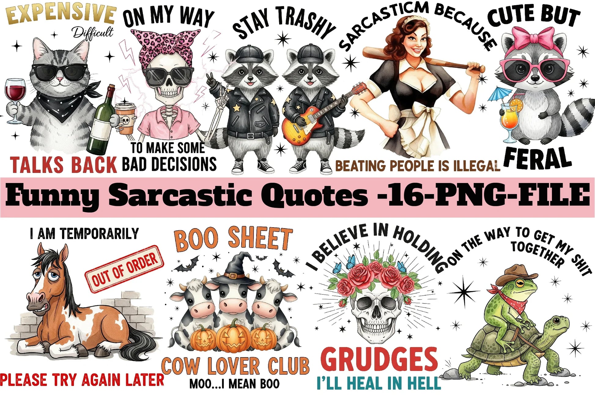 Funny Sarcastic Quotes Clipart Bundle - CraftNest - Digital Crafting and Art