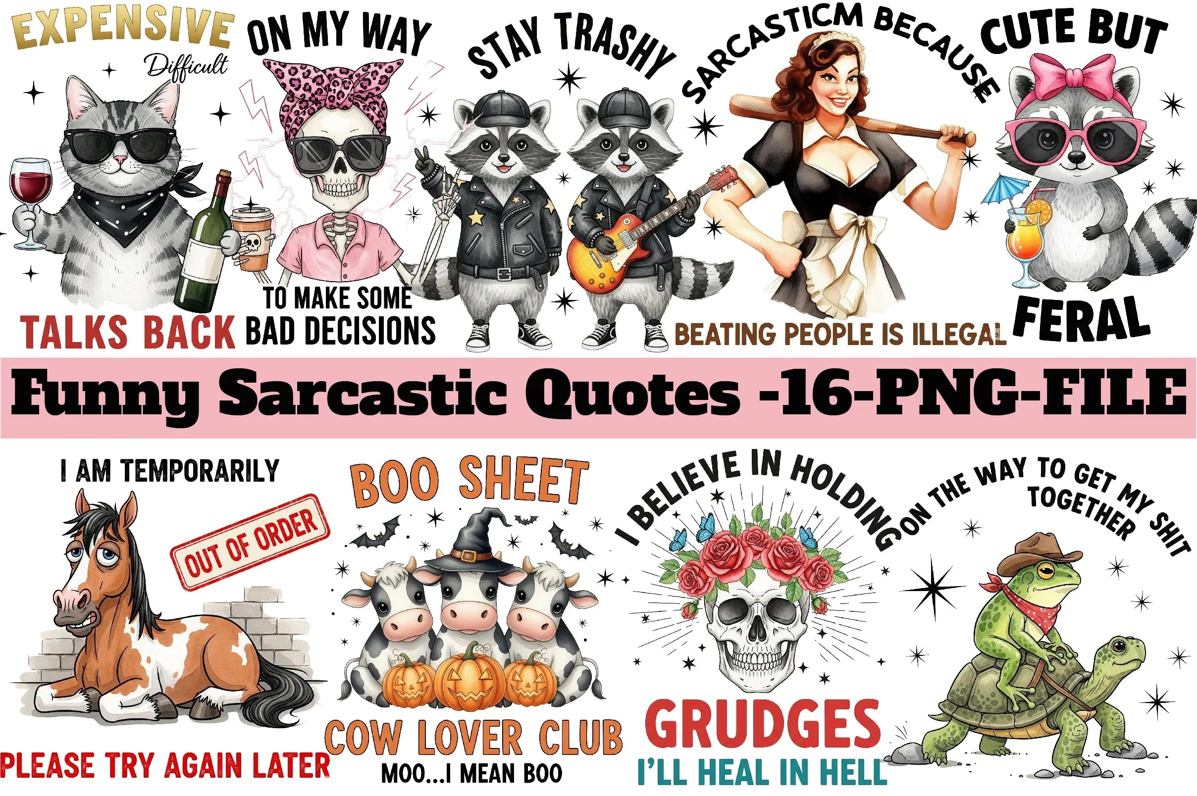 Funny Sarcastic Quotes Clipart Bundle - CraftNest - Digital Crafting and Art