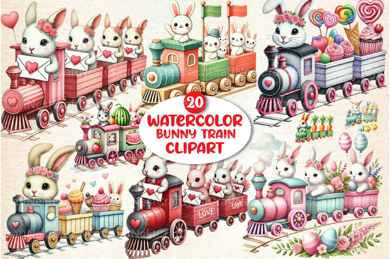 Bunny Train Clipart Bundle 157 - CraftNest - Digital Crafting and Art