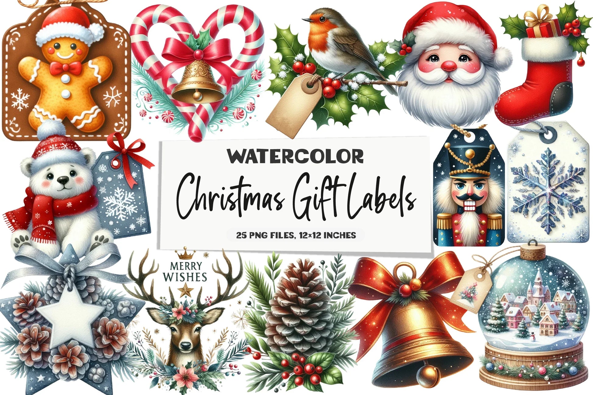 Christmas Gift Labels Clipart Bundle - CraftNest - Digital Crafting and Art