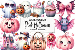 Cute Pink Halloween Clipart Bundle - CraftNest - Digital Crafting and Art