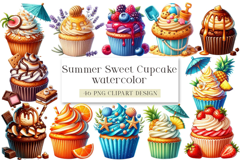 Summer Sweet Cupcake Clipart Bundle - CraftNest - Digital Crafting and Art