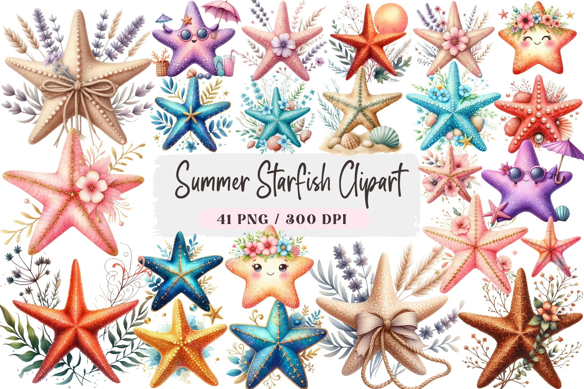 Summer Starfish Clipart Bundle - CraftNest - Digital Crafting and Art