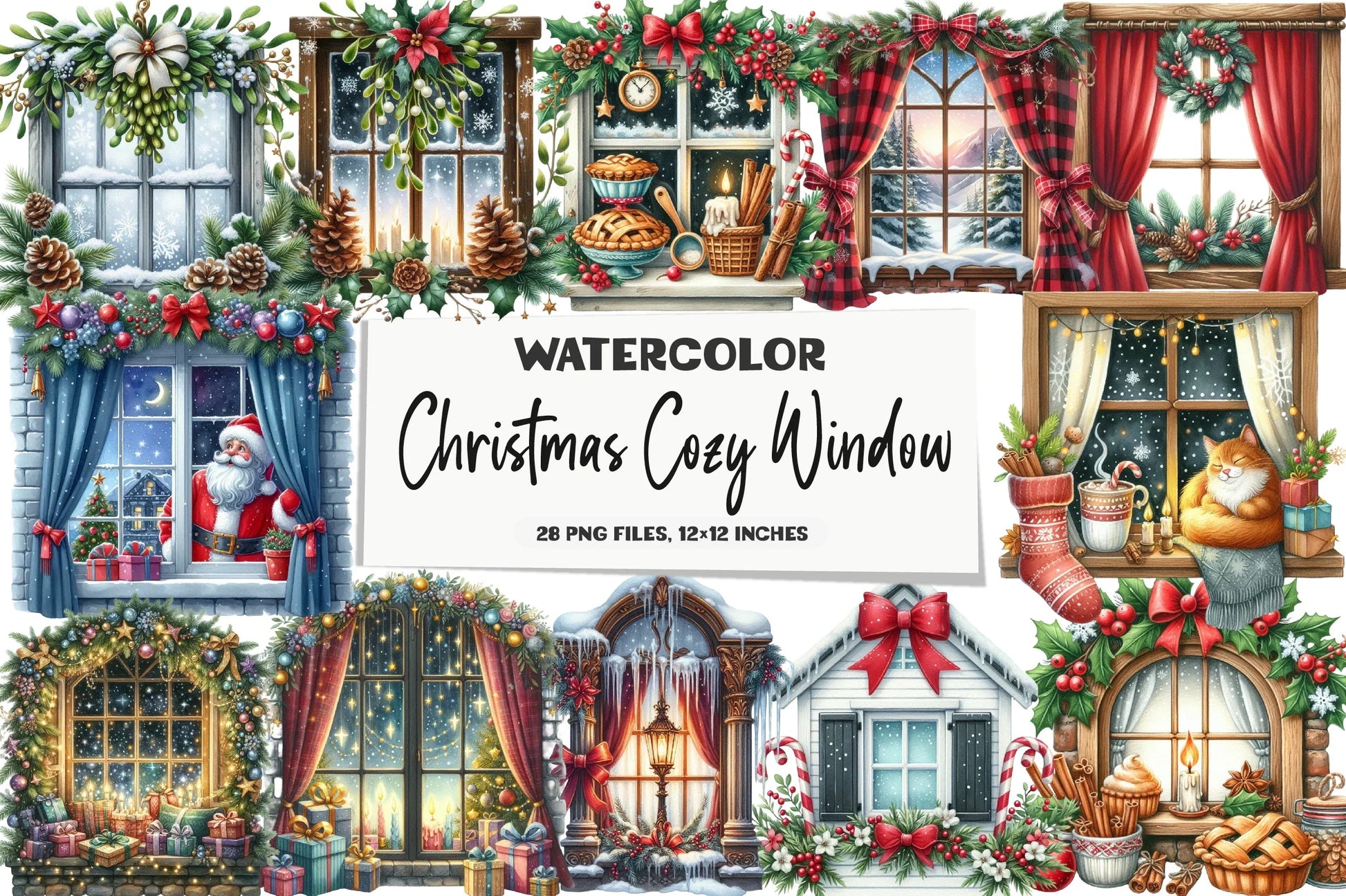 Christmas Cozy Window Clipart Bundle - CraftNest - Digital Crafting and Art