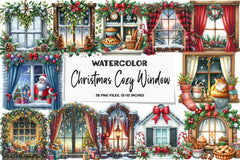 Christmas Cozy Window Clipart Bundle - CraftNest - Digital Crafting and Art