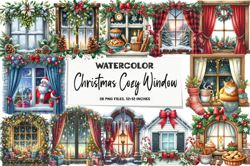 Christmas Cozy Window Clipart Bundle - CraftNest - Digital Crafting and Art