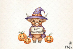 Halloween Highland Cow Clipart Bundle 44 - CraftNest - Digital Crafting and Art