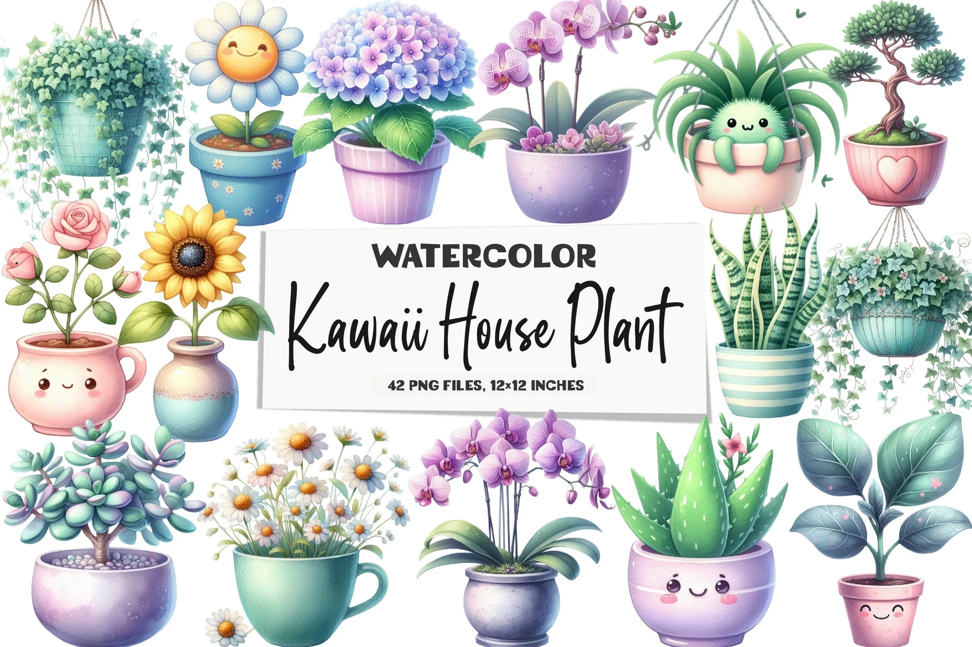 Kawaii House Plant Clipart Bundle - CraftNest - Digital Crafting and Art