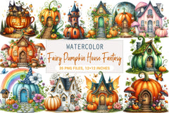 Fairy Pumpkin House Fantasy Clipart Bundle - CraftNest - Digital Crafting and Art