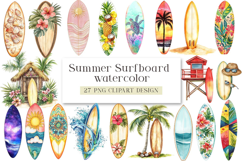 Summer Surfboard Clipart Bundle - CraftNest - Digital Crafting and Art
