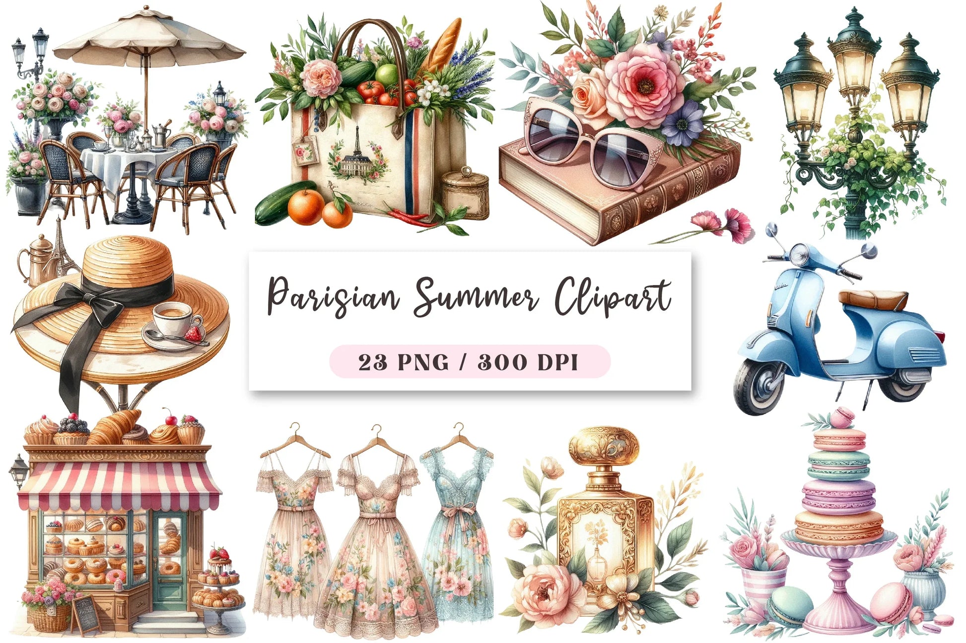 Parisian Summer Clipart Bundle - CraftNest - Digital Crafting and Art