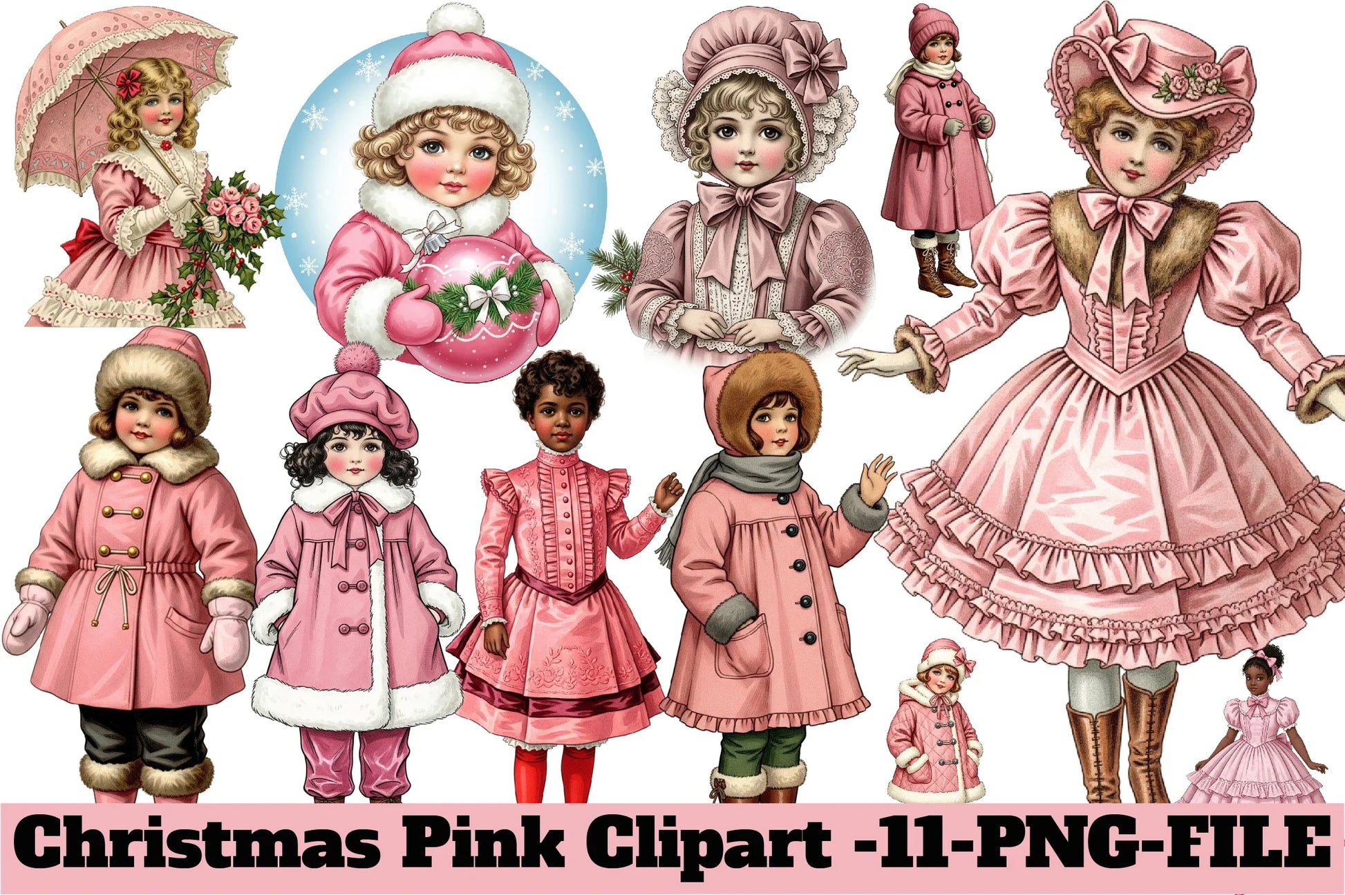 Christmas Pink Clipart Bundle - CraftNest - Digital Crafting and Art