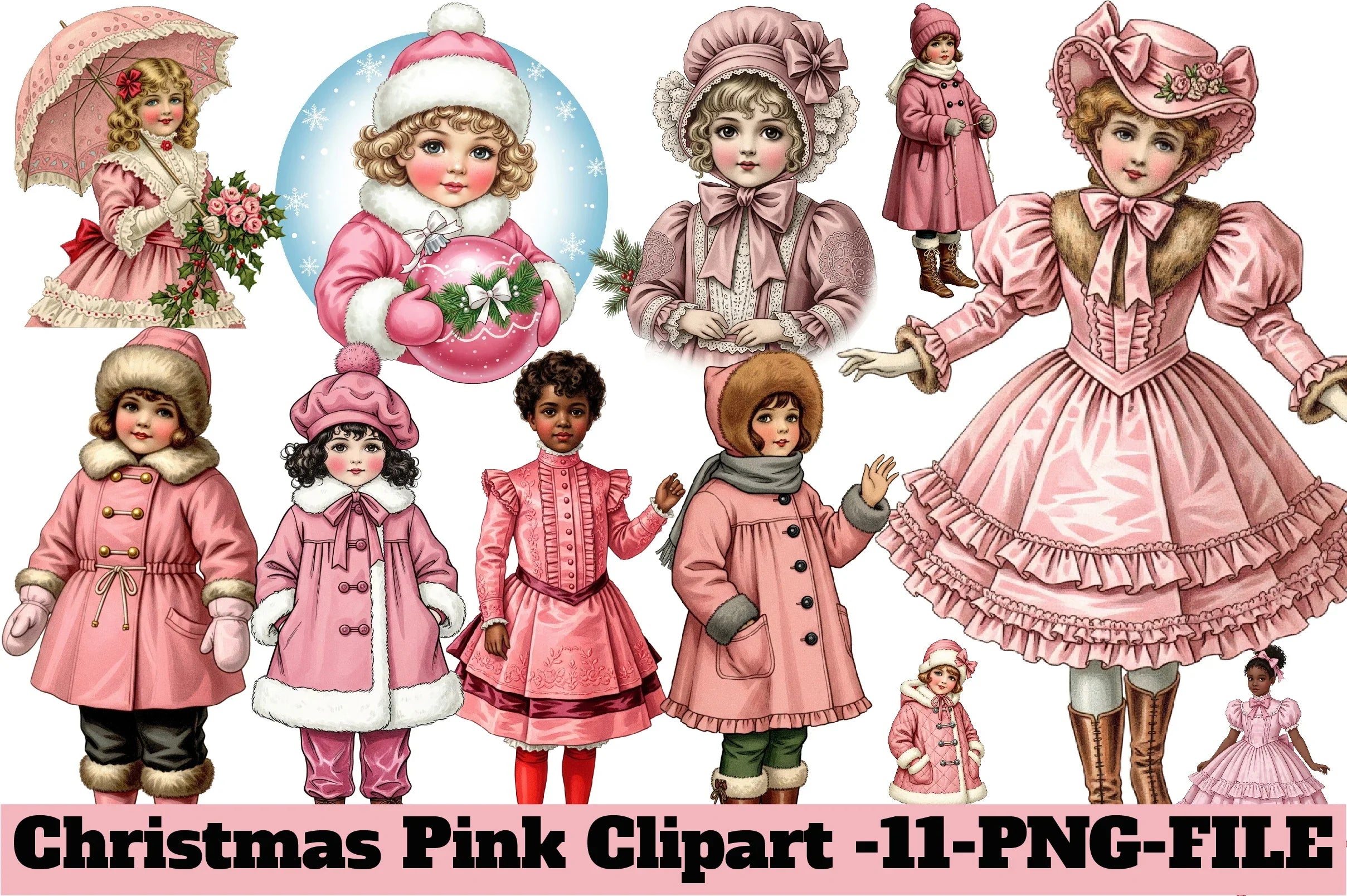Christmas Pink Clipart Bundle - CraftNest - Digital Crafting and Art