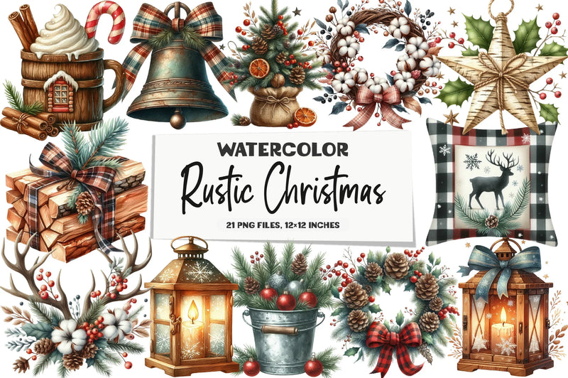 Rustic Christmas Clipart Bundle - CraftNest - Digital Crafting and Art