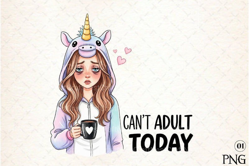 Sarcastic Funny Girl Can't Adult Today Clipart Bundle 8 - CraftNest - Digital Crafting and Art
