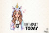 Sarcastic Funny Girl Can't Adult Today Clipart Bundle 8