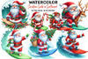 Christmas Santa Surfboard Clipart Bundle 2