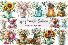 Spring Mason Jars Clipart Bundle - CraftNest - Digital Crafting and Art
