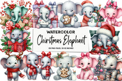 Christmas Elephant Clipart Bundle - CraftNest - Digital Crafting and Art