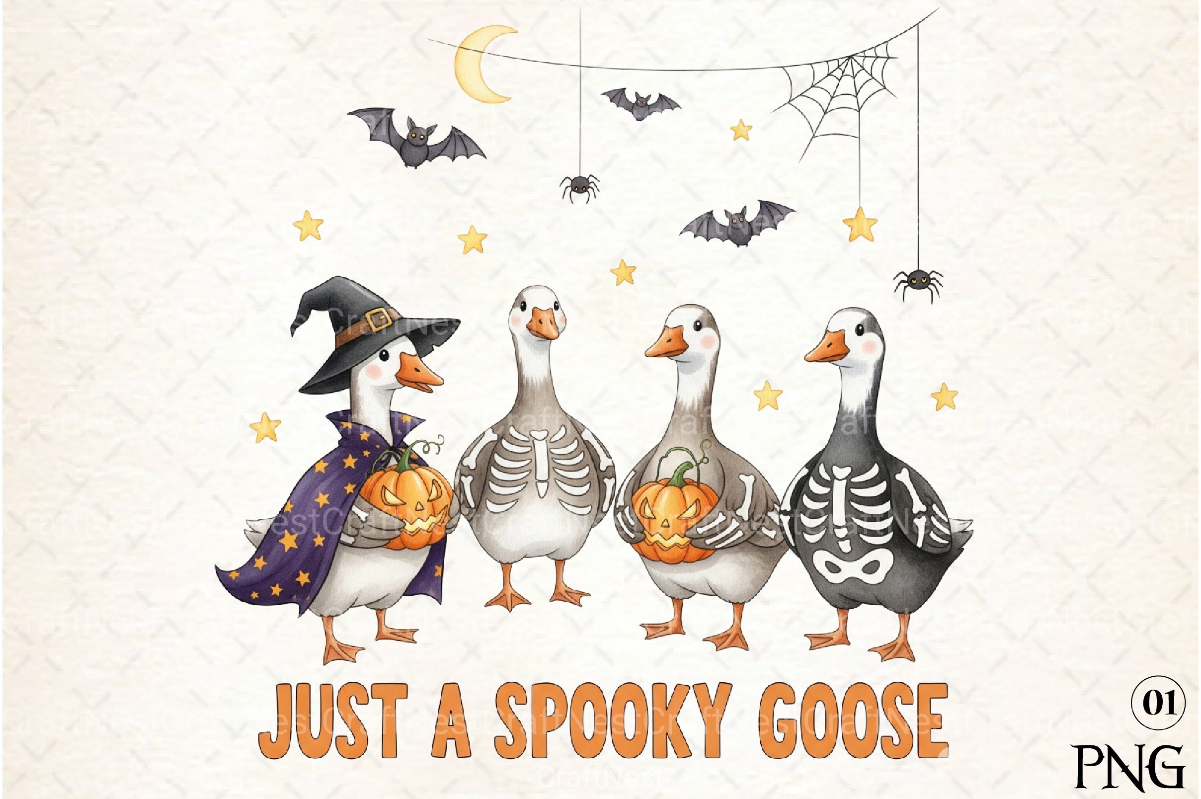 Spooky Goose Funny Halloween Clipart Bundle - CraftNest - Digital Crafting and Art
