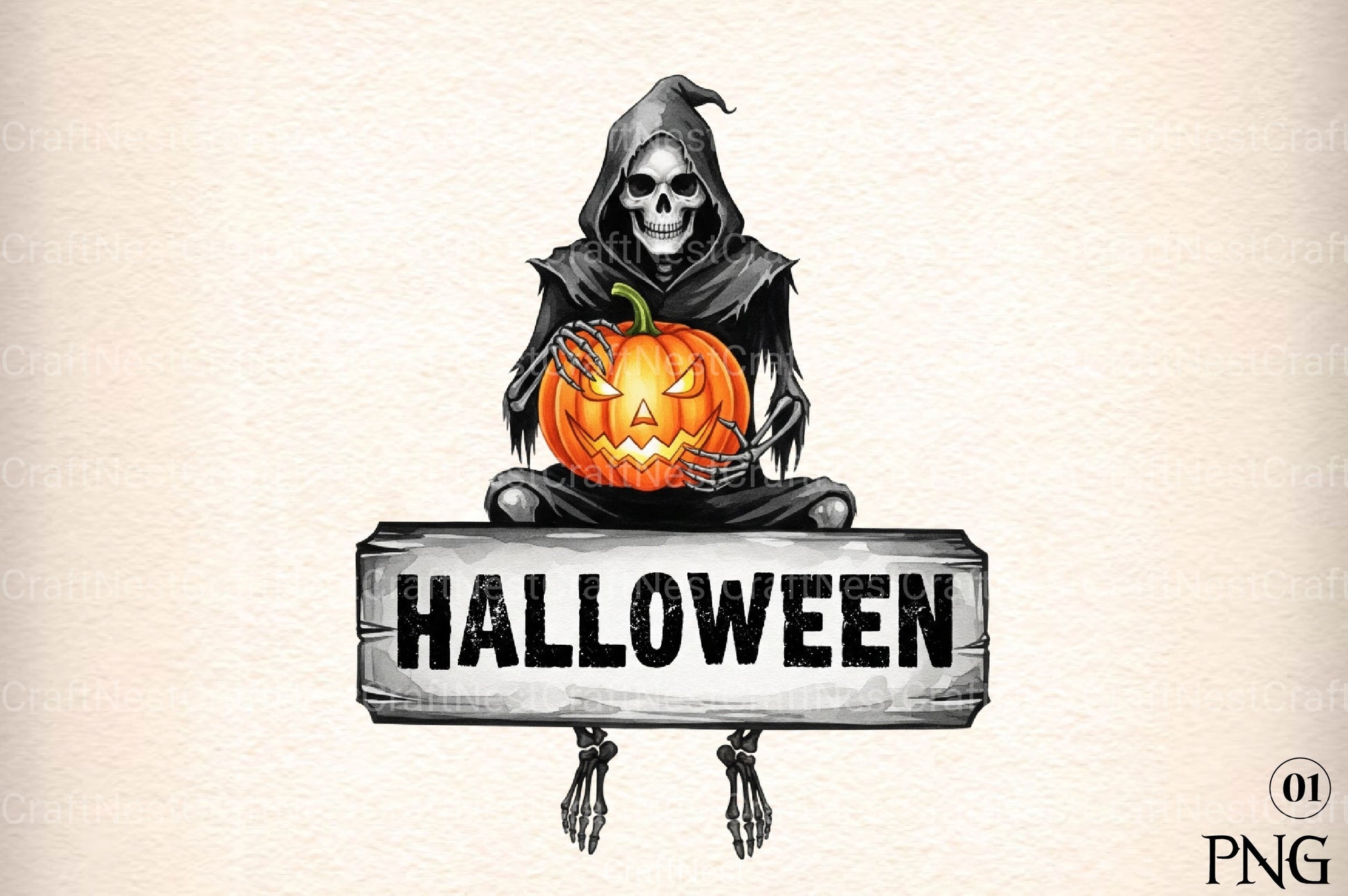 Spooky Reaper Illustration Clipart Bundle - CraftNest - Digital Crafting and Art