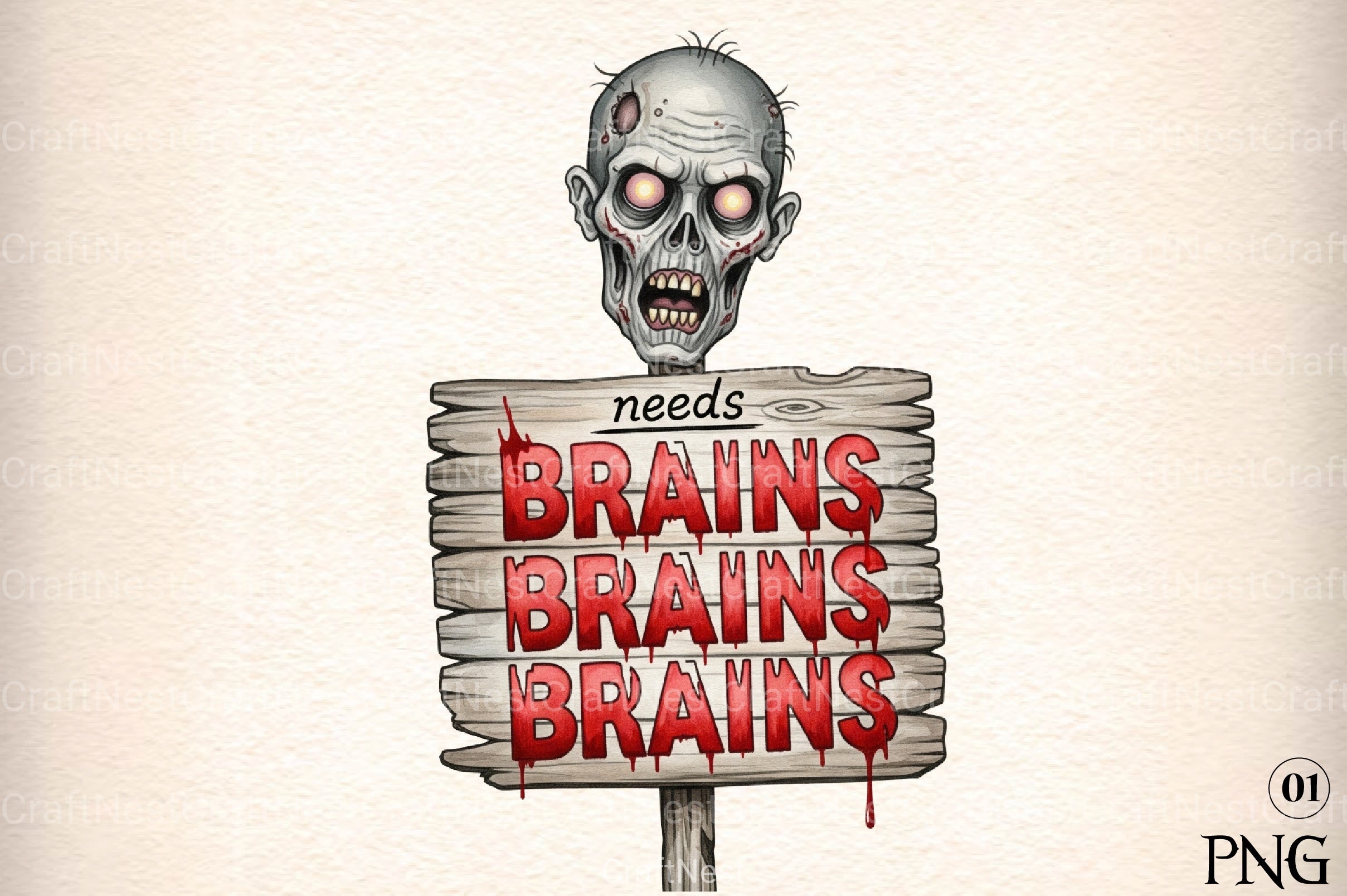 Zombie Brains Illustration Art Clipart Bundle - CraftNest - Digital Crafting and Art