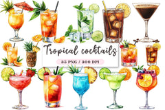 Tropical Cocktails Clipart Bundle - CraftNest - Digital Crafting and Art