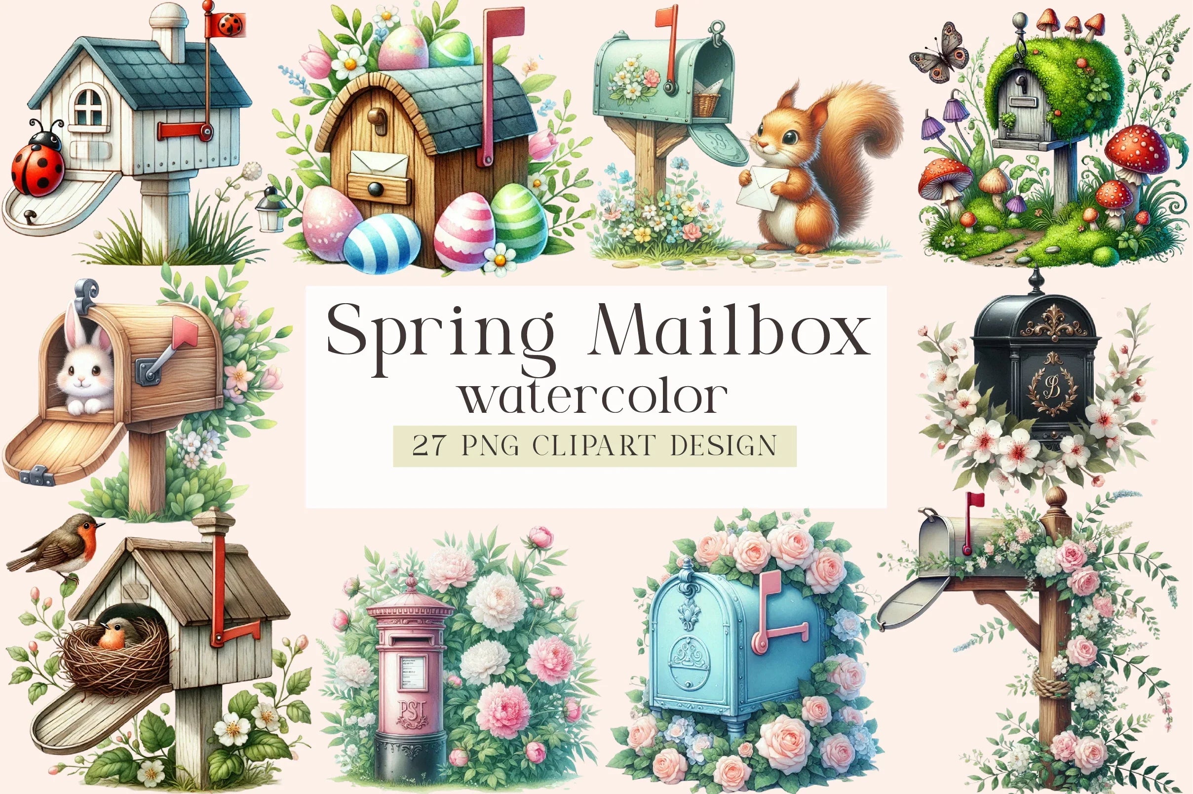 Spring Mailbox Clipart Bundle