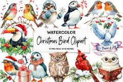 Christmas Bird Clipart Bundle - CraftNest - Digital Crafting and Art