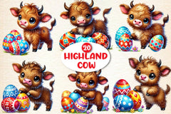 Easter Highland Cow Clipart Bundle 1 - CraftNest - Digital Crafting and Art