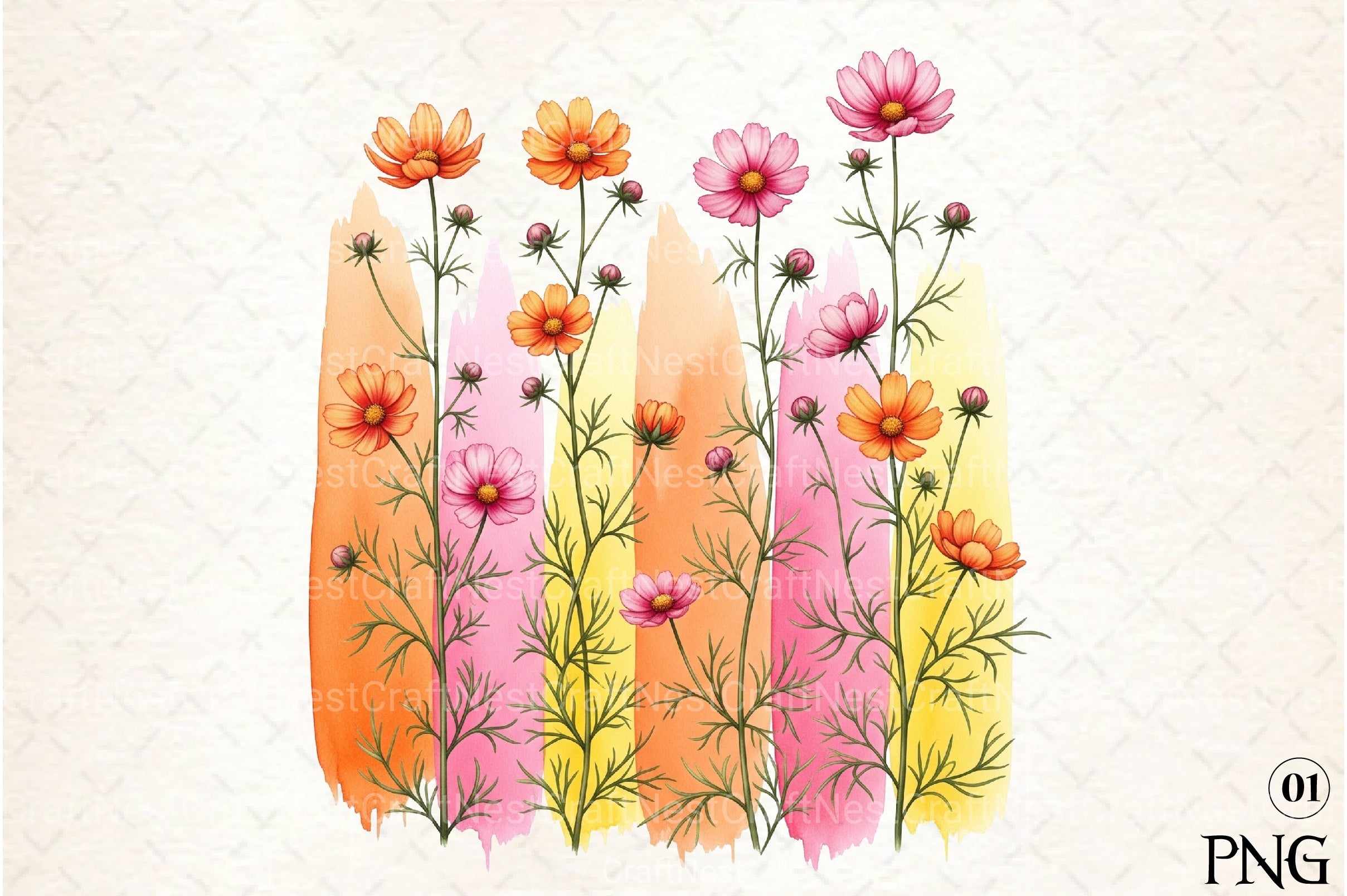 Wildflowers Brushstroke Clipart Bundle 1 - CraftNest - Digital Crafting and Art