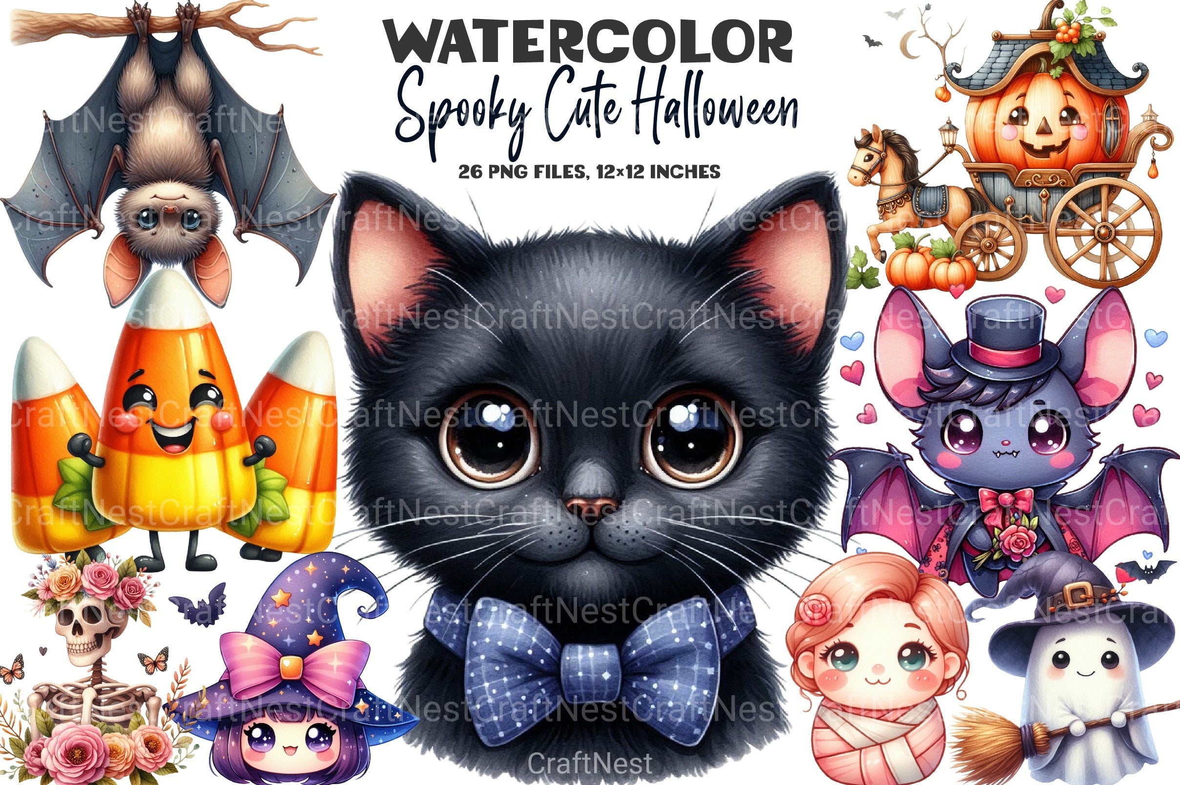 Spooky Cute Halloween Clipart Bundle 2 - CraftNest - Digital Crafting and Art