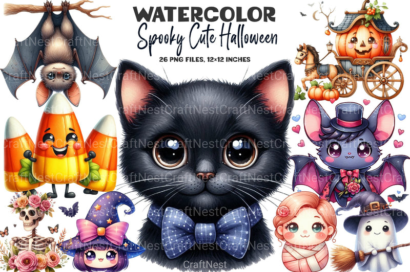 Spooky Cute Halloween Clipart Bundle 2 - CraftNest - Digital Crafting and Art
