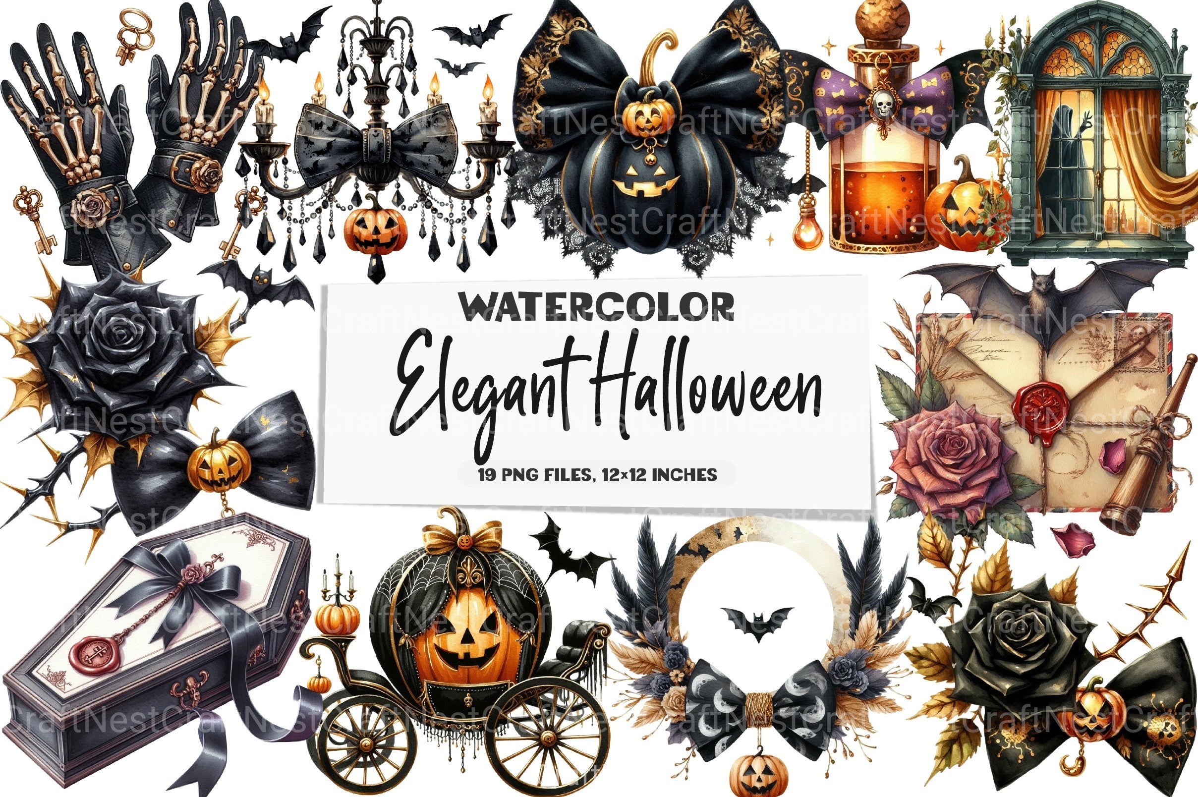 Elegant Halloween Clipart Bundle 4 - CraftNest - Digital Crafting and Art