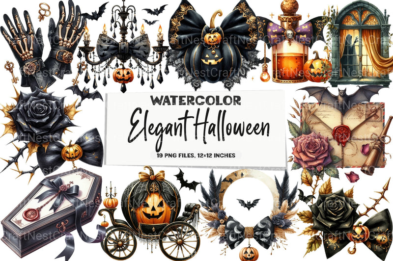 Elegant Halloween Clipart Bundle 4 - CraftNest - Digital Crafting and Art