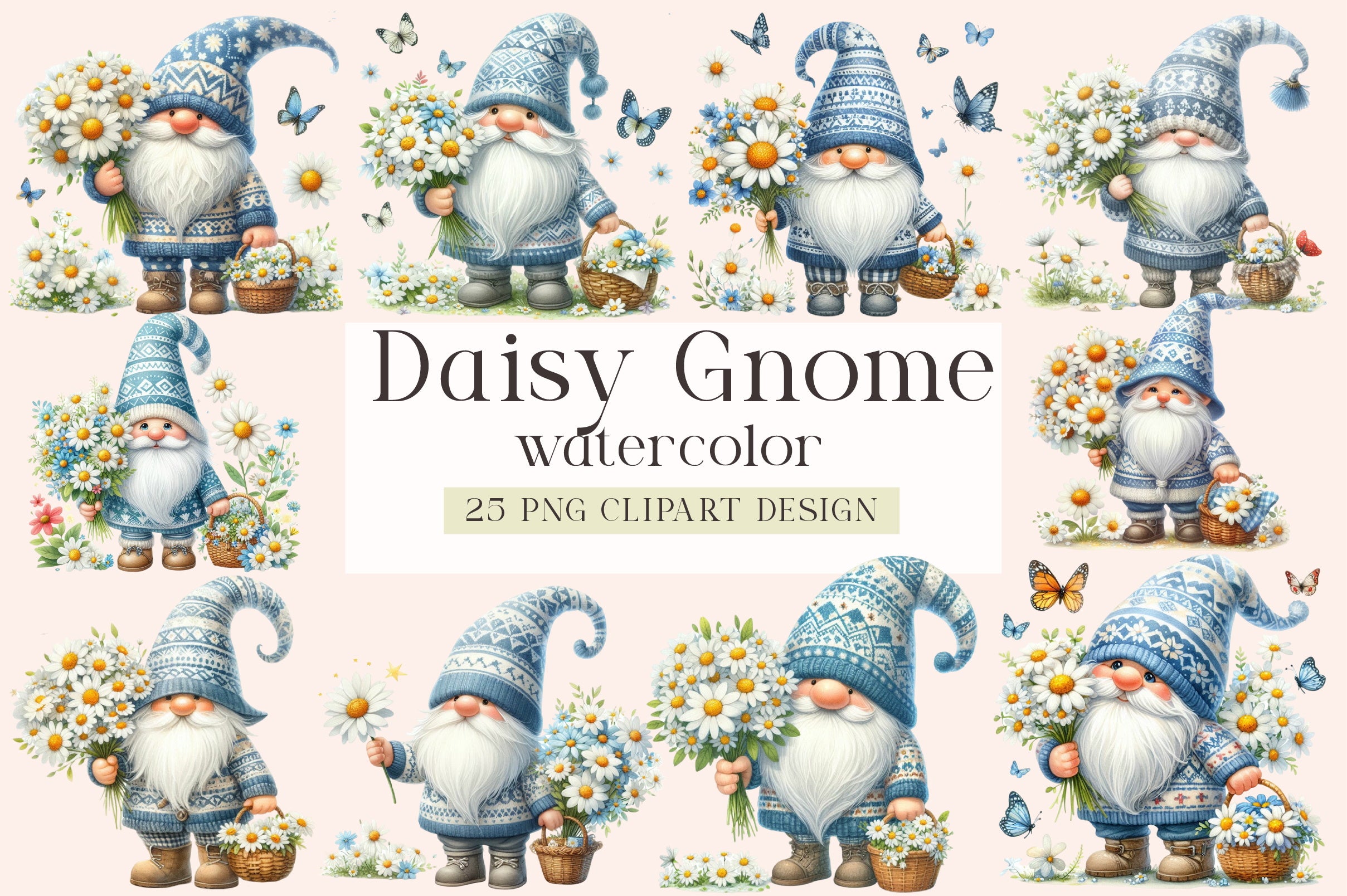 Daisy Gnome Clipart Bundle